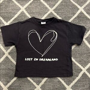 Zara Crop Black Heart Girls T-Shirt